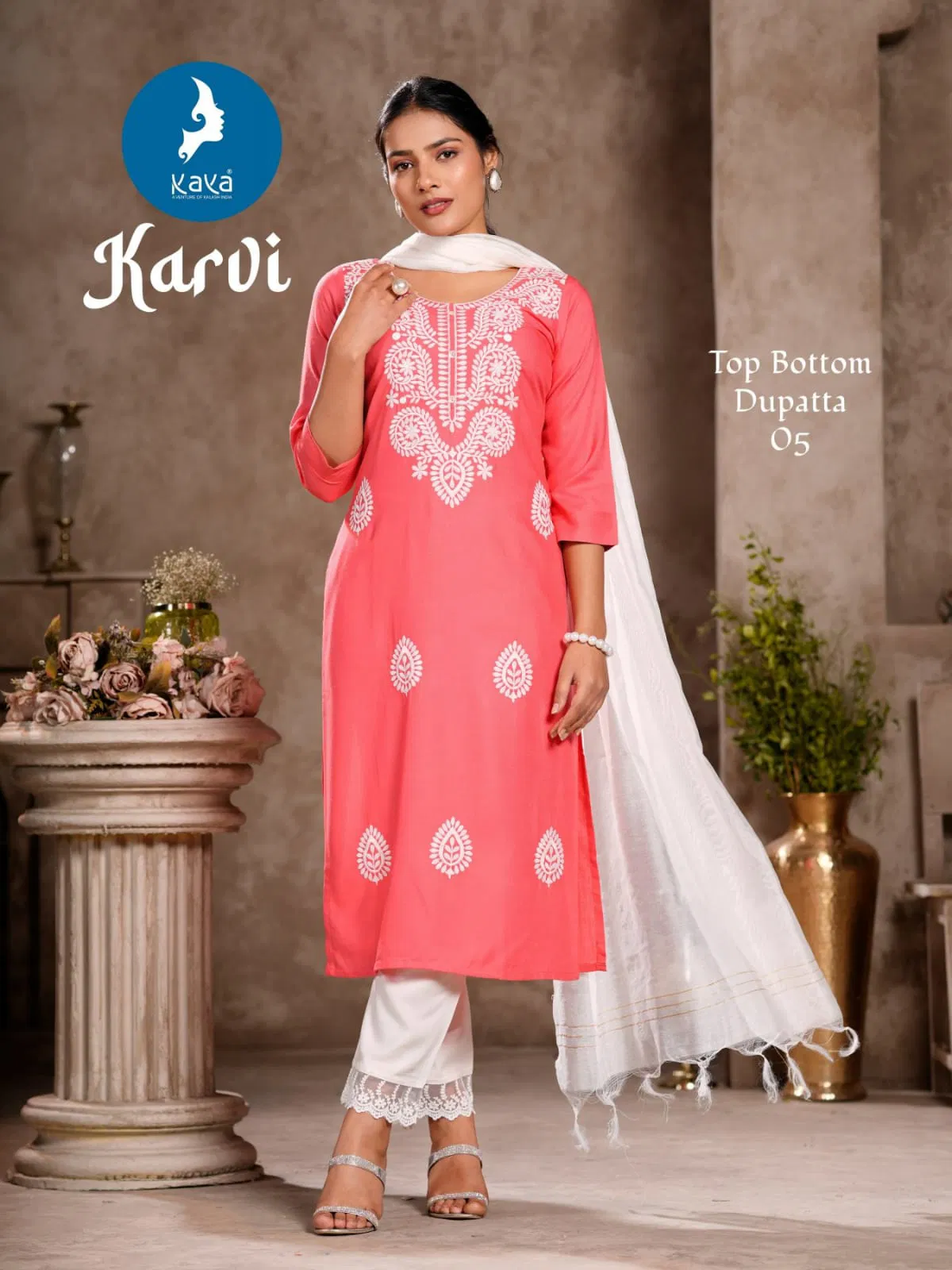 Karvi By Kaya Rayon Wholesale Kurti With Bottom Dupatta Suppliers In Mumbai